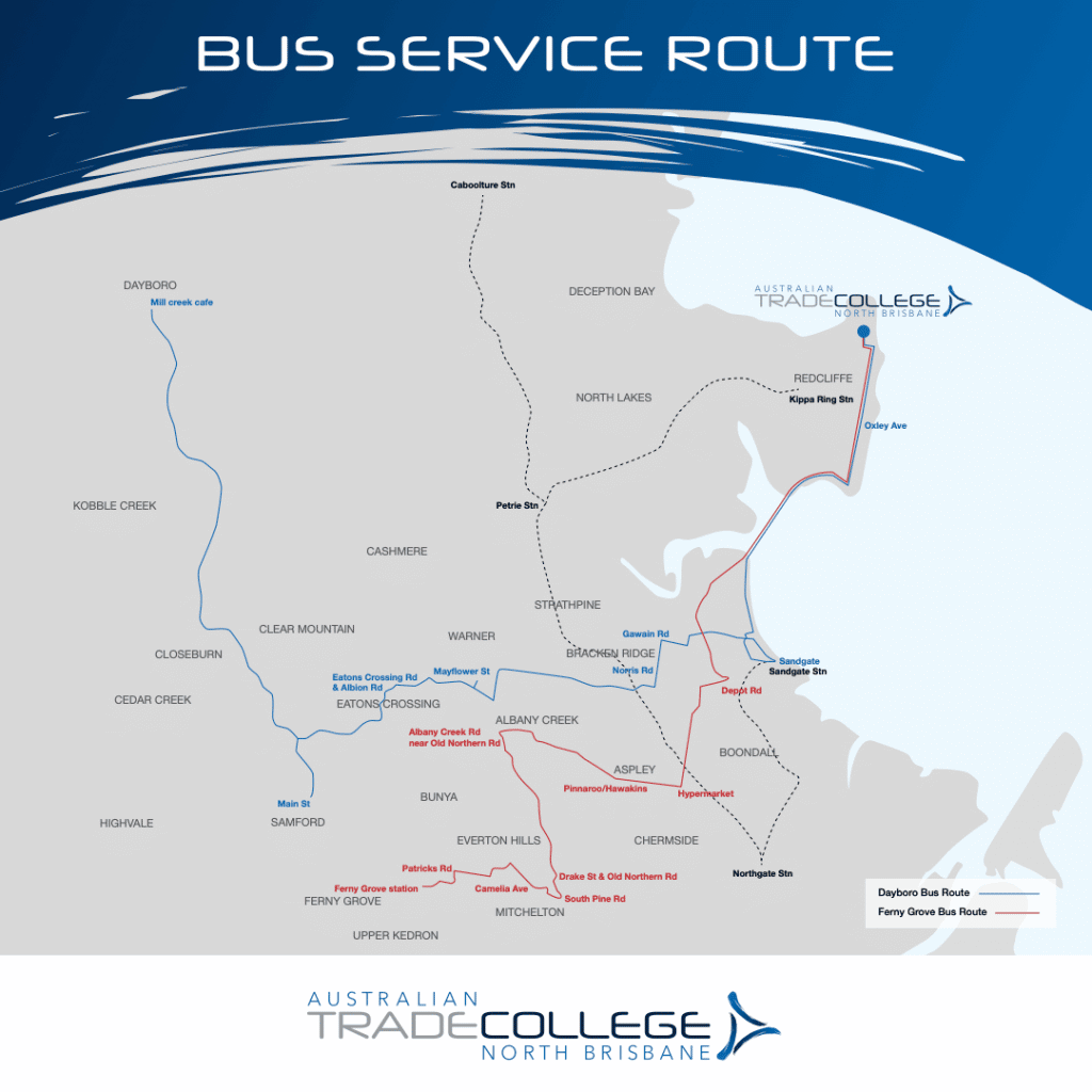 Australian Trade College North Brisbane Bus Route Map